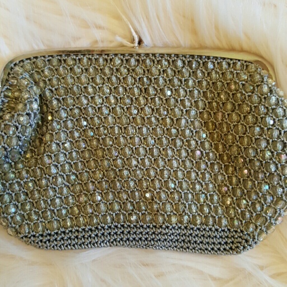 VINTAGE GRAYISH BLUE MINI BAG MAKEUP‎ SMALL BAG - Picture 1 of 2